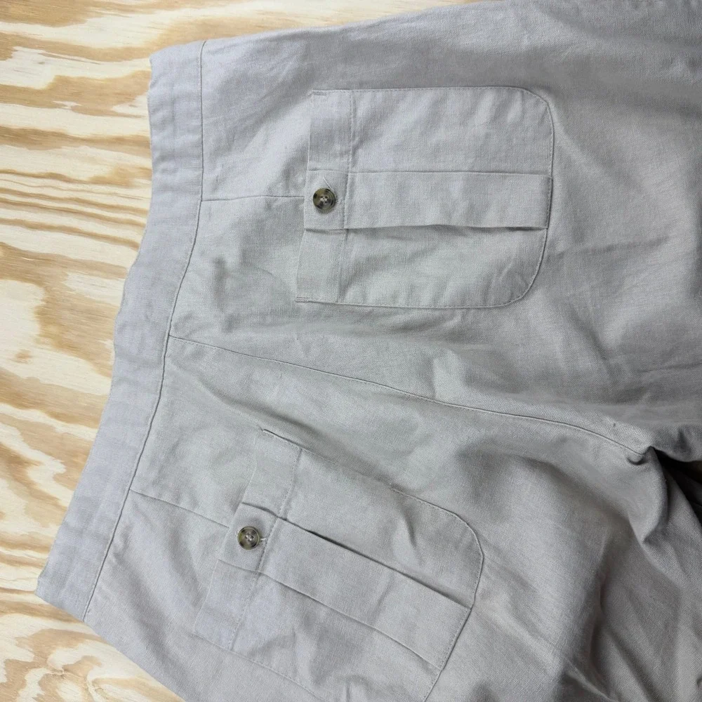 Joseph & Feiss Mens Linen Cotton Drawstring Pants Beige Straight Leg 34x32